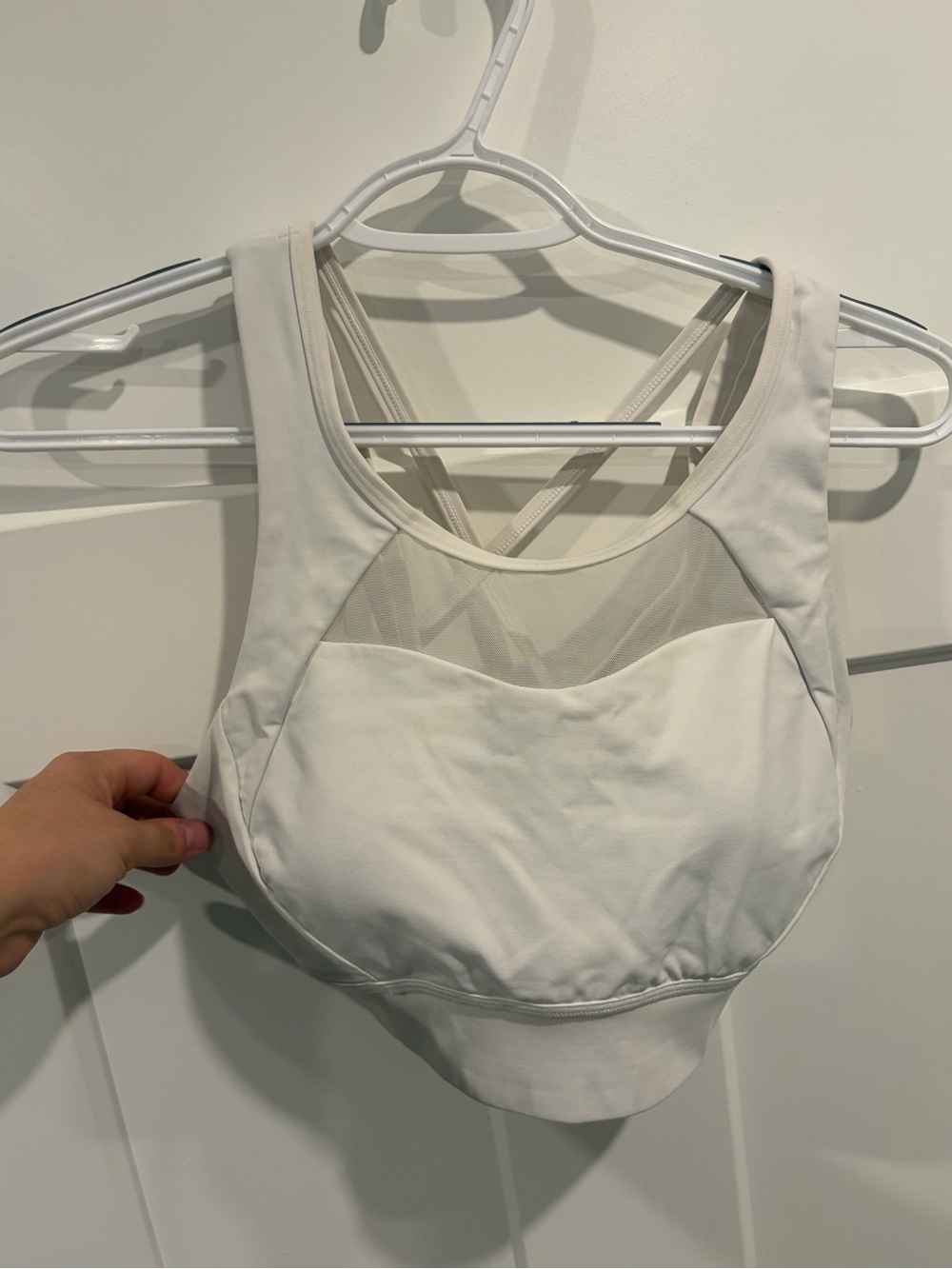 lululemon athletica Cream White Mesh-Front Sports Bra